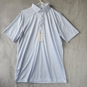 Collars & Co Polo Shirt Mens Size Large Blue Check Plaid Semi Spread NEW NWT